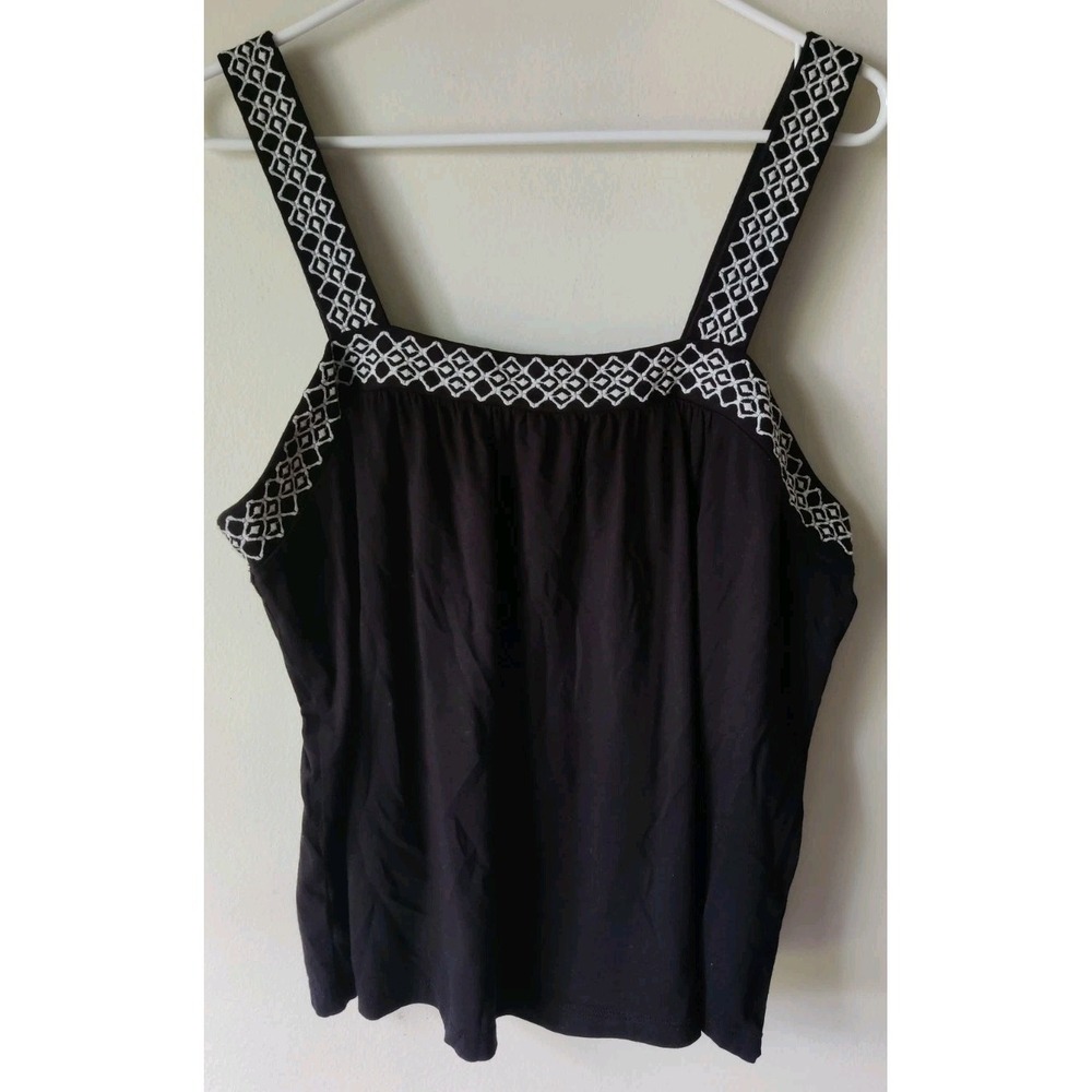 Ann Taylor Factory Women's Wide Strap Flowy Tank Top Black/White Size M